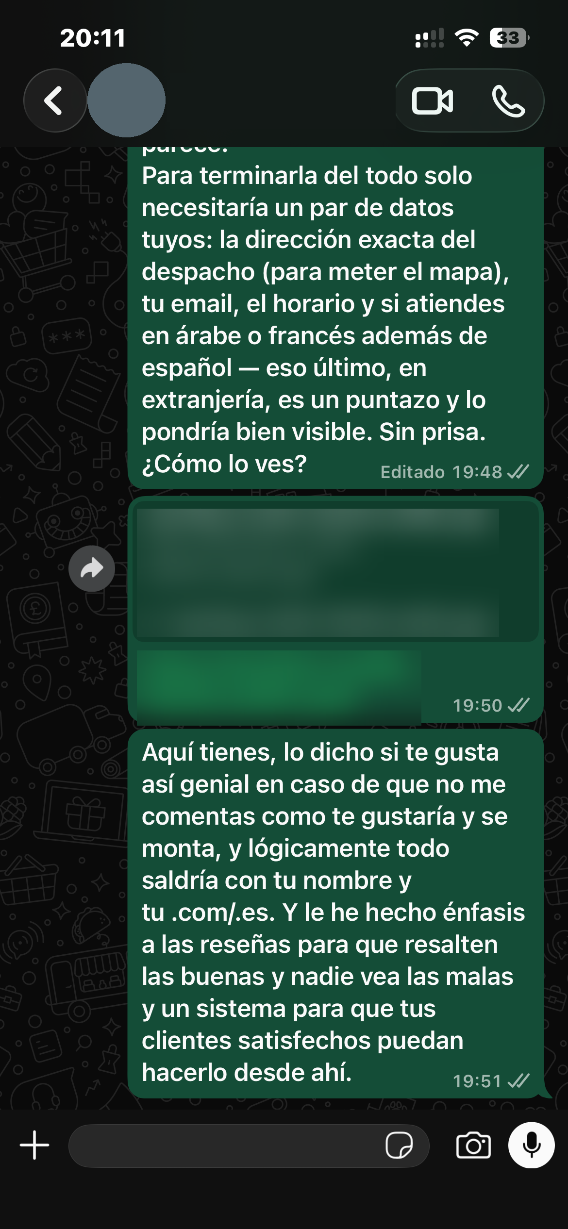 Conversación real con un cliente (anonimizada).