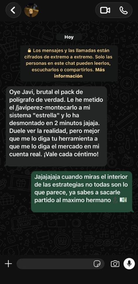 Testimonio real de un cliente (anonimizado) sobre los agentes de El Polígrafo (trading).